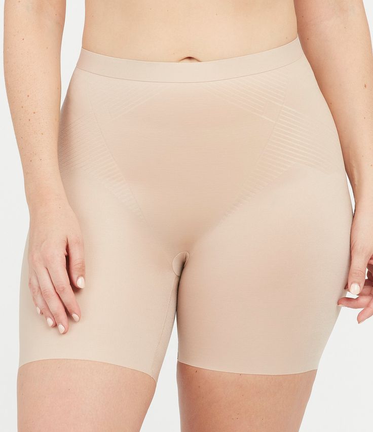 From Spanx, these shaper shorts feature:Lightweight &amp silky-sleek fabricationComfort waistband with stay-put feature molds to the bodyThinstincts 2.0 is lightweight and breathable for everyday wearSingle-layer targeted shapingPrinted Power made with Lycra Fit SenseLightweight Tummy shaping and wraps around for added side supportNo VPL (visible panty lines)Free Cut leg openings - won't show through clothingPatent Pending FeaturesNylon& Thigh Chafing, Girl Shorts, Wedge Heel Boots, Button Outfit, Lounge Dress, Sweaters And Leggings, Swimwear Accessories, Scarf Hairstyles, Short Girls