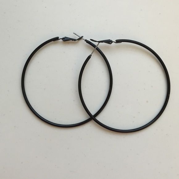 Black Hoop Earrings, Trendy Black Pierced Hoop Earrings, Chic Black Hoop Earrings, Hoops Earrings, Punk Style Black Hoop Earrings, Edgy Black Hoop Earring (single), Black Punk Hoop Earrings, Peach Pink Wedding, Hoop Earrings Aesthetic