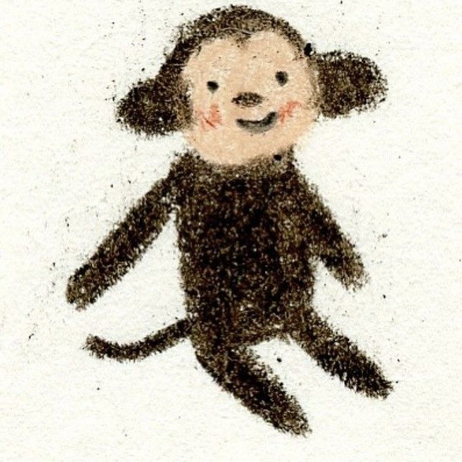 a drawing of a monkey with a smile on it's face