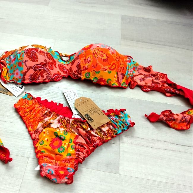 Nwt Two Pieces Bikini By Calzedonia Beachware. Beautiful Colors. Never Worn. Medium. Bohemian Swimwear For Beach Season Holiday, Bohemian Swimwear For Holiday, Multicolor Swimwear For Holiday And Summer, Bohemian Orange Swimwear For Pool, Multicolor Holiday Swimwear For Summer, Multicolor Swimwear For Vacation, Multicolor Swimwear For Holiday Vacation, Red Swimwear For Pool Vacation, Red Fitted Swimwear For Beach