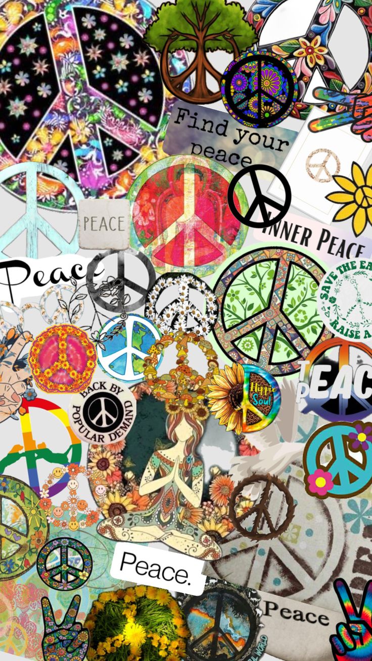 a collage of peace signs and symbols