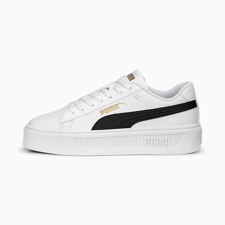 Smash Platform v3 Women's Sneakers, PUMA White-PUMA Black-PUMA Gold, extralarge Puma White Sneakers, White Puma, Puma White, Sneakers Puma, Black Puma, Puma Suede, Toddler Boy Shoes, Puma Sneakers, Puma Women