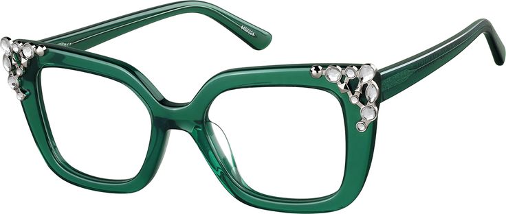 Who doesn't love a little wow factor? These blingy jewel-toned square glasses are part of the ultra-luxe Iris x Zenni Zentennial Collection designed by fashion icon Iris Apfel. The exaggerated eyeglasses shape with rhinestone accents is made from our highest quality acetate which is hand-polished for an amazing shine. For added comfort and durability the eyeglasses is fitted with spring hinges and has wider temple arms. For an even bigger statement pair them with the Unbroken Chain eyewear chain The Unbroken, Everyday Glasses, Eyewear Chain, Diamond Face Shape, Eye Prescription, Zenni Optical, Diamond Face, Square Glasses, Cat Eye Glasses