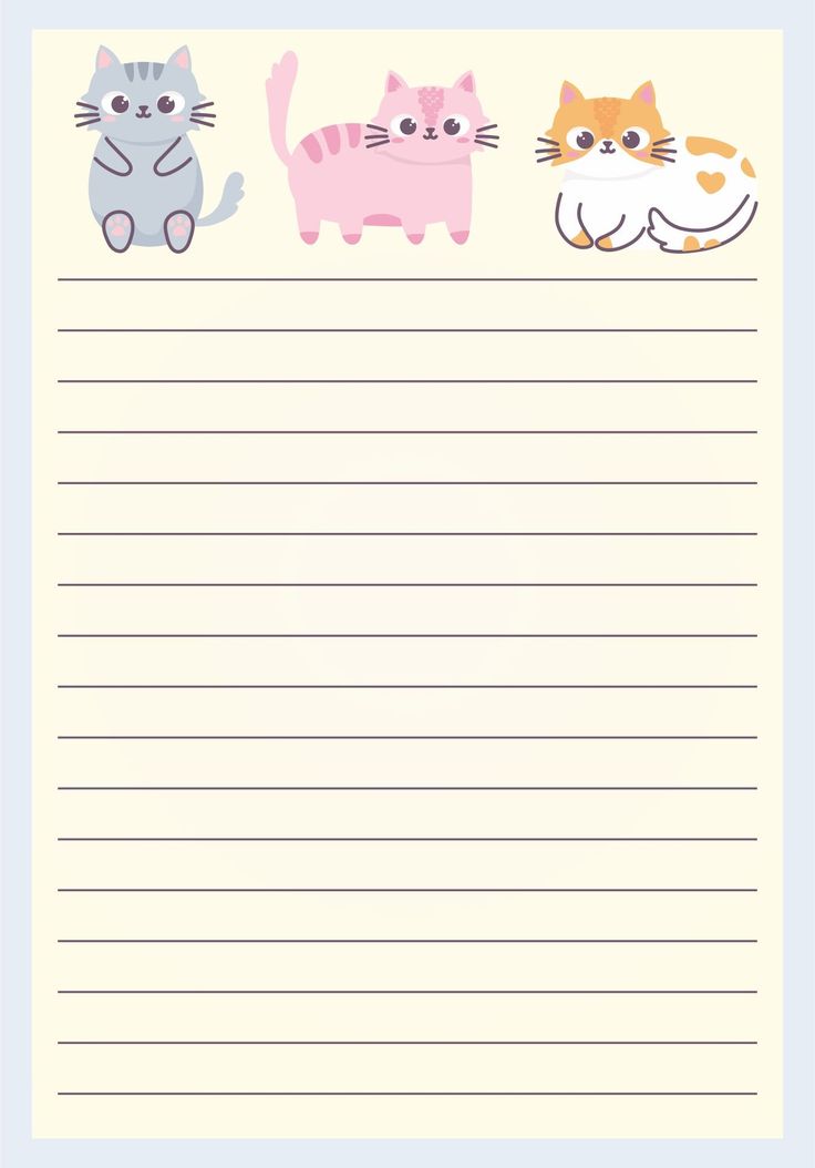 lined paper with three cats on it