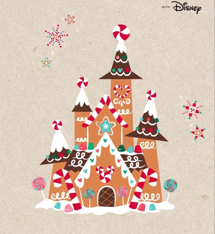 an image of a gingerbread castle with candy canes and candies on it