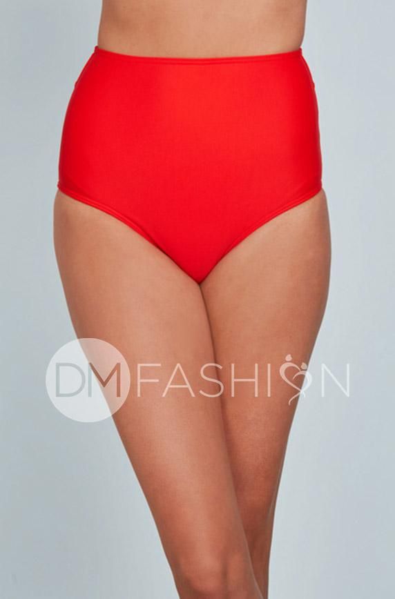 A high waist silhouette creates a supportive fit with a retro-glam look. A flattering full back coverage. Fully lined front and back. Solid Color High Waist Shapewear Swimwear, High Waist Fitted Nylon Bottoms, High Waist Fitted Smoothing Bottoms, Fitted High Waist Nylon Bottoms, Fitted High-waist Smoothing Bottoms, Fitted High Waist Smoothing Bottoms, Solid High-waist Swimwear Made Of Elastane, Red Fitted Short Length Swimwear, Red Fitted Short-length Swimwear