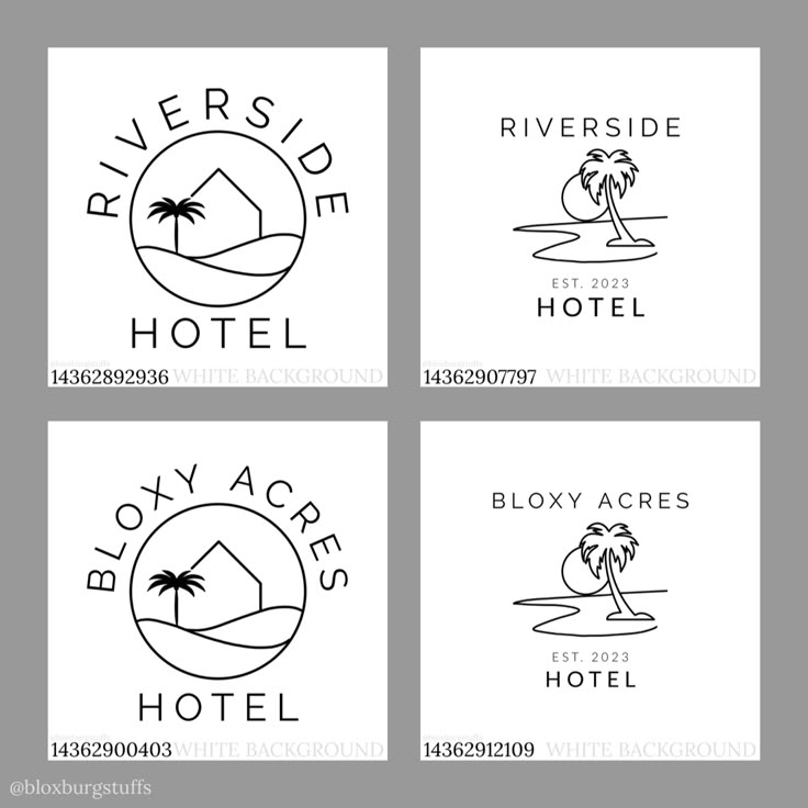 four logos designed for the riverside hotel and spa in las vegas, nevada with palm trees