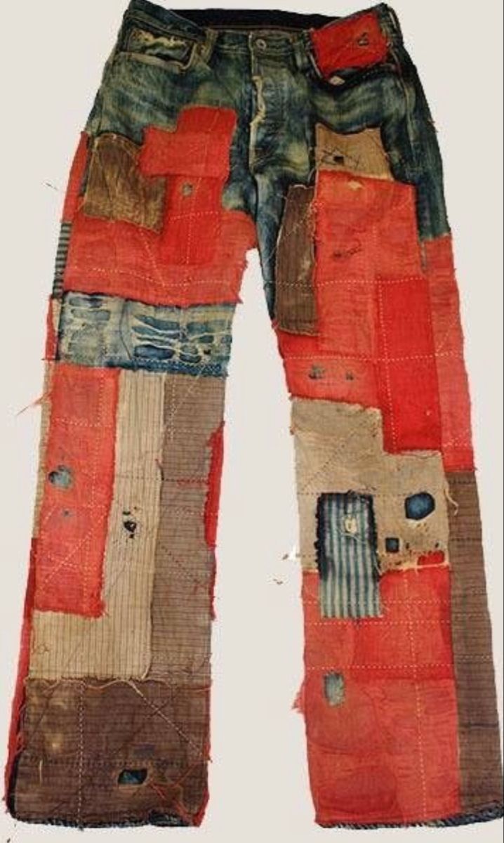 an old patchwork pants that has been altered to look like it is made out of fabric