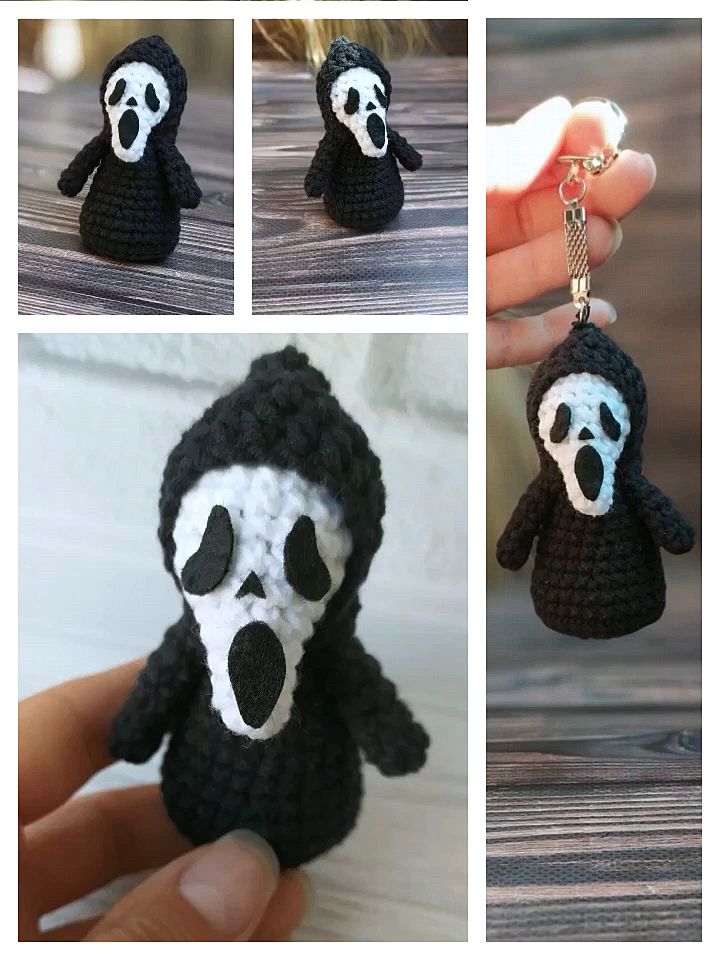 crocheted keychain shaped like a gorilla