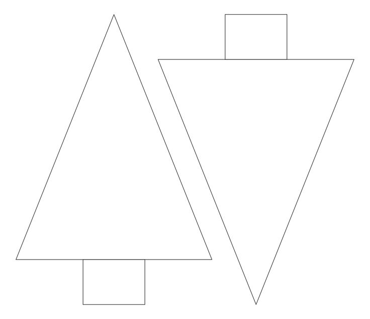 two triangular shapes are shown in the shape of an upside down triangle, with one side facing