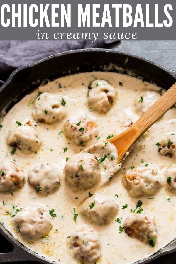 a skillet filled with meatballs and gravy sauce