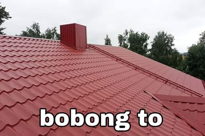 a red roof with the words bobong to above it