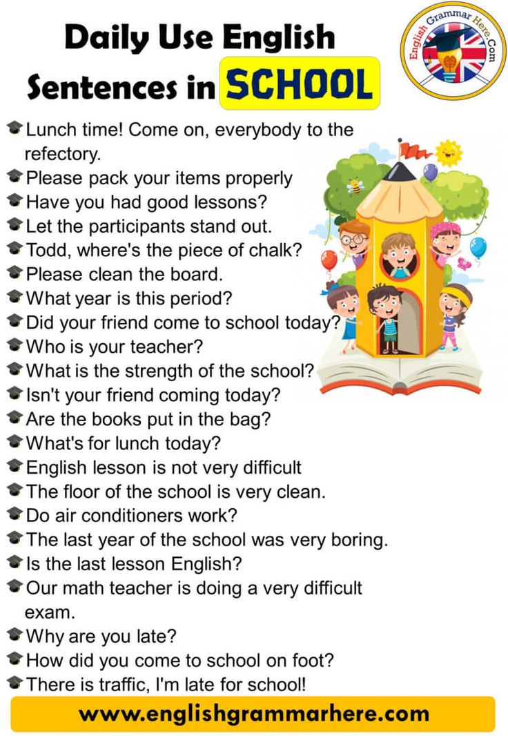 a poster with the words, daily use english sentences in school and an image of children