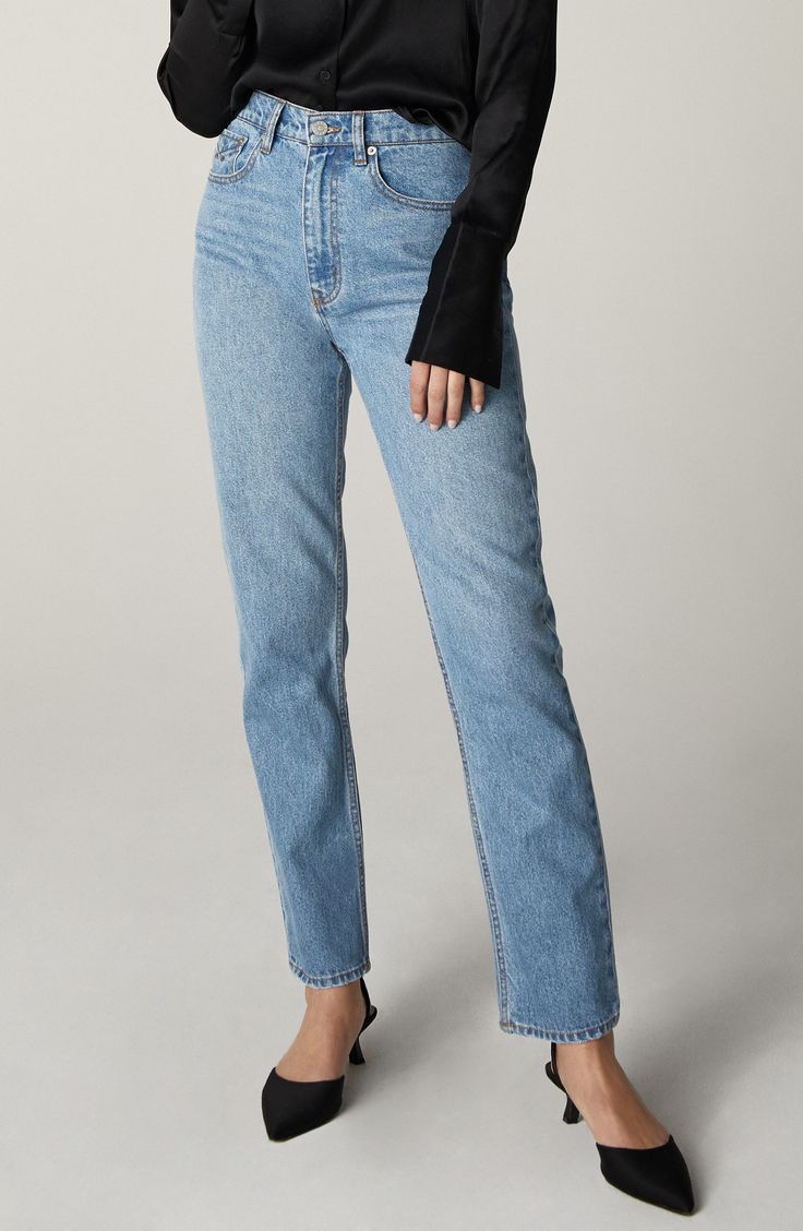 Unpublished Sloane High Waist Cigarette Jeans | Nordstrom Non-stretch High Rise Casual Jeans, 2024 Jeans Trends For Women, High Rise Non-stretch Jeans, Old Money Jeans, Affordable Full-length Chic Jeans, Straight Cut Jeans Outfit, Straight Leg Jeans Outfit, Fancy Wardrobe, Non-stretch Straight Leg Denim Blue Pants