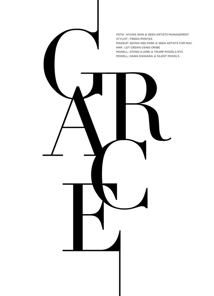 black and white typogramic typeface with the words grace written in it