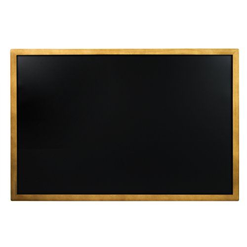 an empty blackboard on a white background with gold trimmings and wood frame