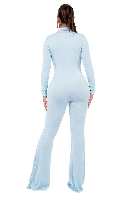 Blue Long Sleeve Bodysuit For Night Out, Blue Stretch Jumpsuits And Rompers For Winter, Long Sleeve High Stretch Solid Jumpsuits And Rompers, Long Sleeve Stretch Jumpsuits And Rompers, Winter Blue Stretch Jumpsuits And Rompers, Fitted Long Sleeve Jumpsuits And Rompers For Loungewear, Trendy Fitted Long Sleeve Jumpsuits And Rompers, Trendy Fitted Long-sleeve Jumpsuits And Rompers, Blue Stretch Jumpsuit With Long Sleeves