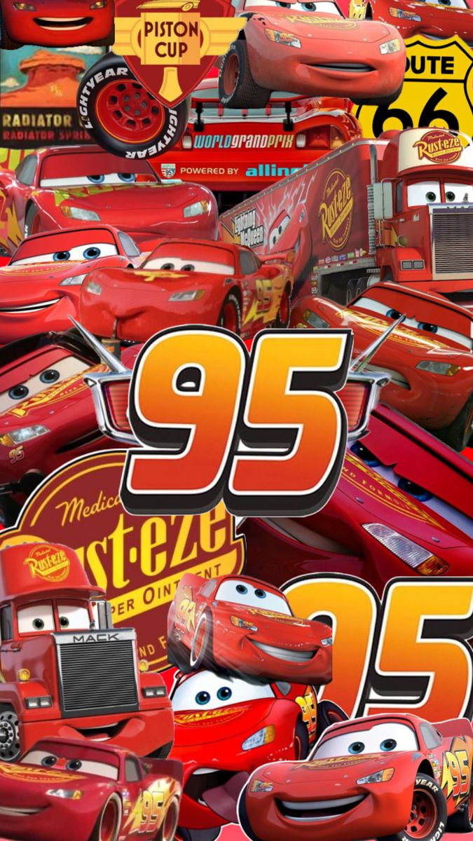 the cars movie poster is shown in red