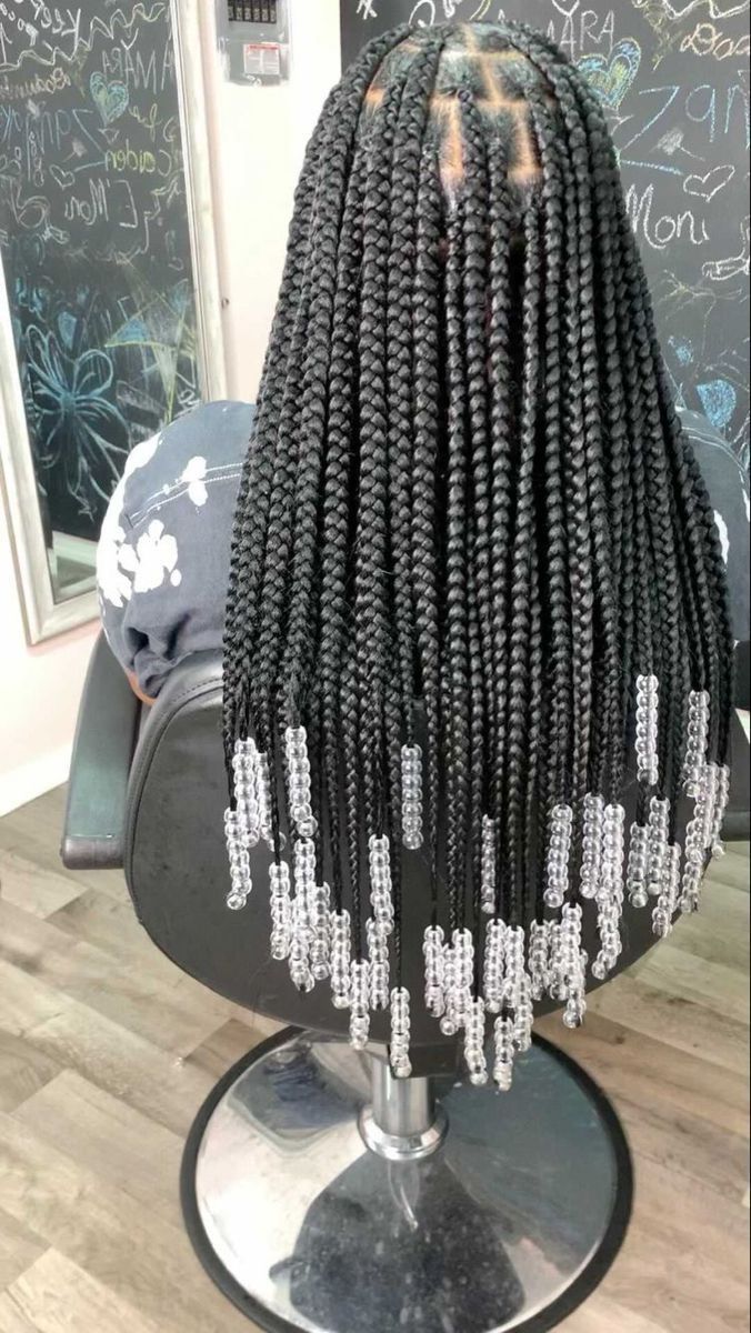 Knotless Braids With Beads, Cute Box Braids, Big Box Braids Hairstyles, Single Braids, Braided Cornrow Hairstyles, Cute Braided Hairstyles, Box Braids Hairstyles For Black Women, Braids Hairstyles Pictures, Cute Box Braids Hairstyles