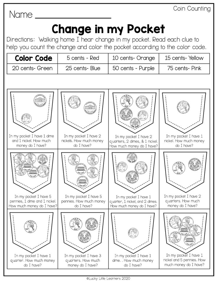 the change in my pocket worksheet for kids to learn how to make money