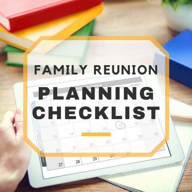 a family reunion planning checklist on a tablet