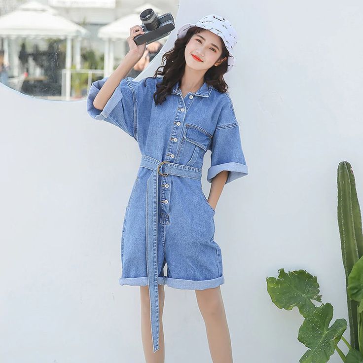 Gender: Women Item Type: Jumpsuits & Rompers Pattern Type: Solid Fit Type: REGULAR Material: Polyester Material: COTTON Fabric Type: Denim Type: Playsuits Decoration: Sashes Style: Casual High-waist Blue Denim Dress, Casual High Waisted Denim Blue Denim Dress, Casual High-waisted Denim Blue Denim Dress, Casual High Waist Denim Dress In Denim Blue, Casual High Waist Denim Blue Dress, Casual High Waist Denim Dress For Spring, Casual High Waist Denim Dress, Denim Blue Jumpsuits And Rompers For Summer Day Out, Spring Denim Overalls For Day Out