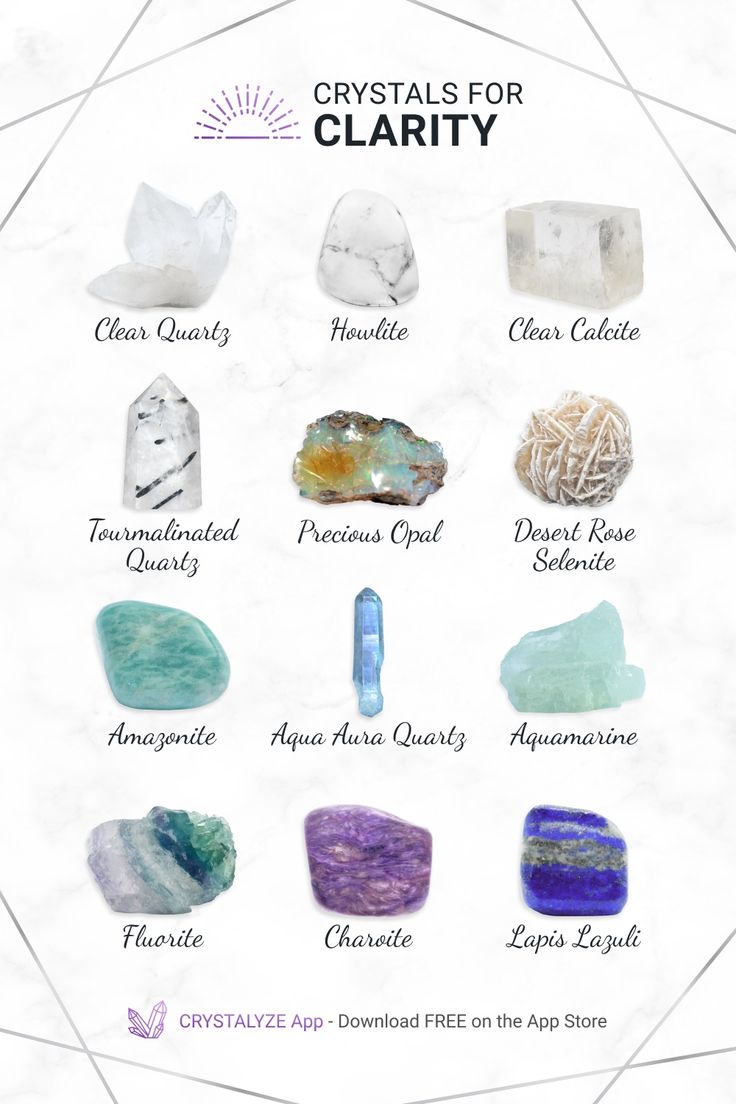 Crystals that offer clarity for decision making and defining your path. 𝐃𝐨𝐰𝐧𝐥𝐨𝐚𝐝 𝐨𝐮𝐫 𝐅𝐑𝐄𝐄 𝐂𝐫𝐲𝐬𝐭𝐚𝐥𝐲𝐳𝐞 𝐦𝐨𝐛𝐢𝐥𝐞 𝐚𝐩𝐩 (𝚘𝚗 𝚝𝚑𝚎 𝙰𝚙𝚙 𝚂𝚝𝚘𝚛𝚎) ✧ Expand your crystal knowledge with our in-depth crystal reference guide ☽ #Crystals #HealingCrystals Crystals For Clarity, Desert Rose Selenite, Clear Calcite, Gemstones Chart, قلادات متدلية, Crystal Healing Chart, The Crystals, Aqua Aura Quartz, Crystal Uses