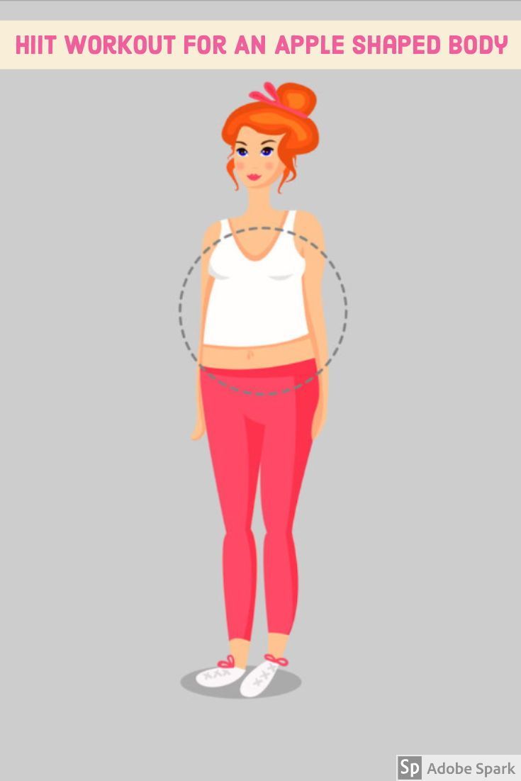 a woman in pink pants and white top with the words hit workout for an apple shaped body