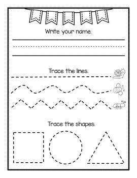 trace the lines worksheet for kids to practice handwriting and writing with their own name