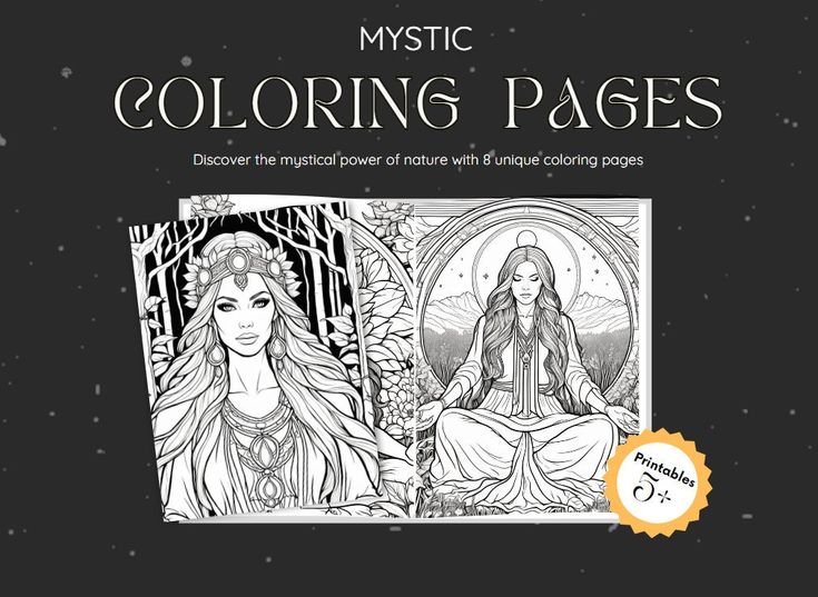 an adult coloring book with the title mystic coloring pages