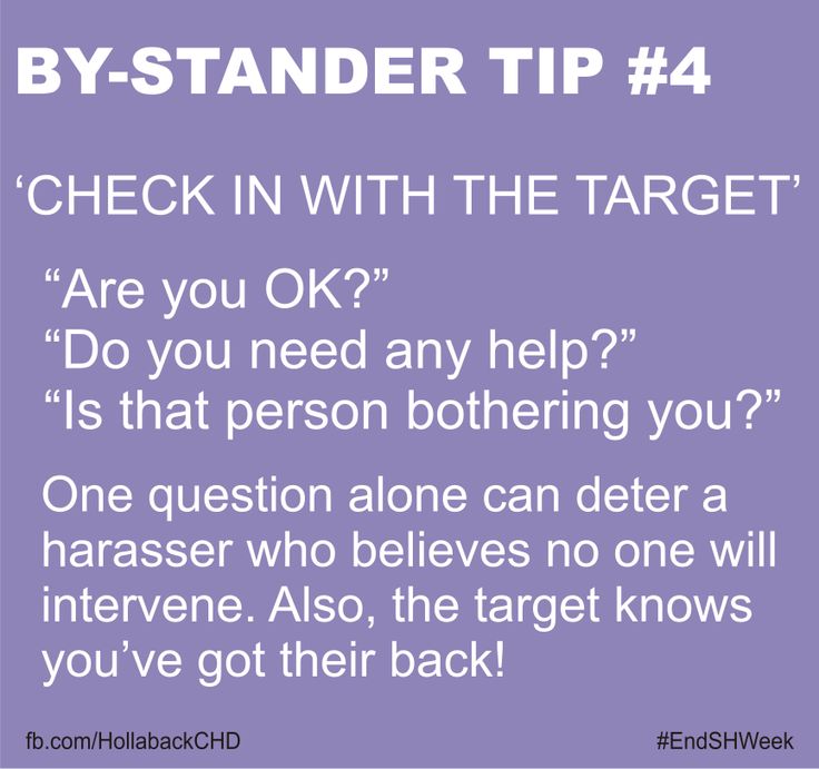 a purple background with the words bystander tip 4 check in with the target