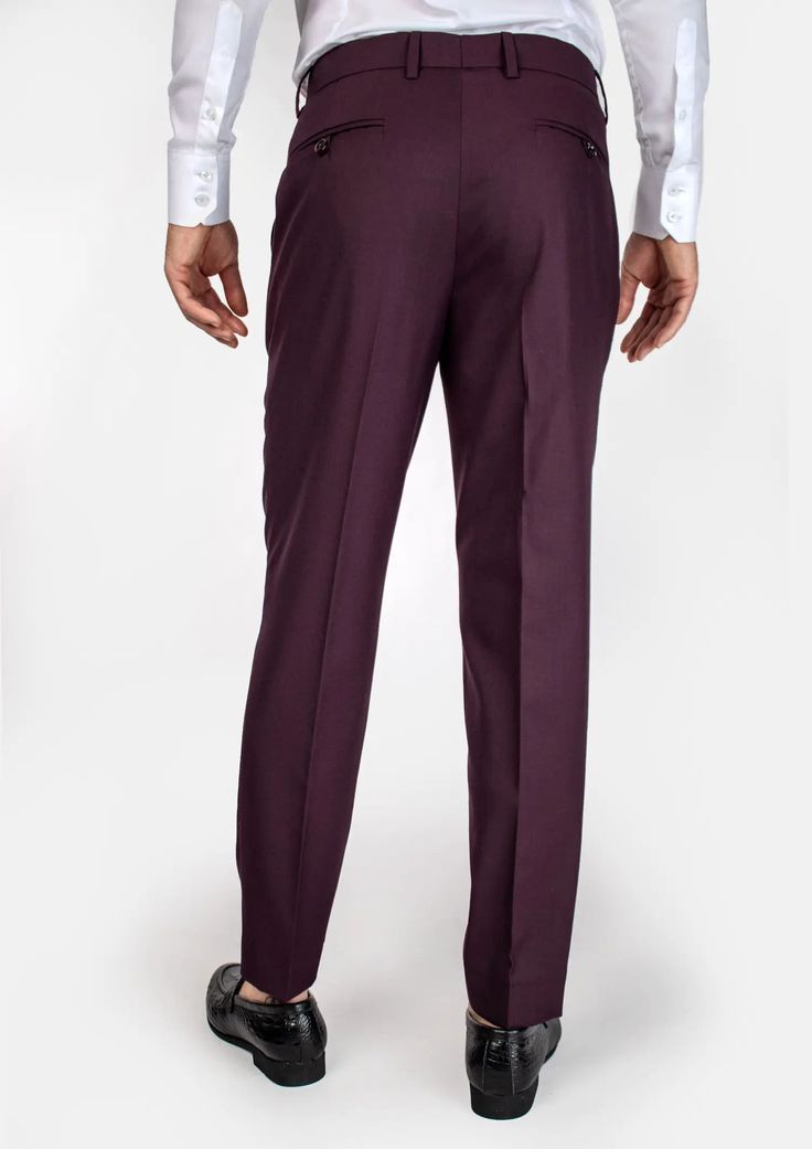 These Burgundy Sharkskin Pants have an elegant, stylish look that makes a statement. Crafted from premium sharkskin fabric, they are sure to make a lasting impression. Stretch High-waisted Pants For Business, Slim Fit Full Length Solid Pants, Elegant Stretch Straight Pants, Elegant Straight Stretch Pants, Elegant Stretch Trousers, Elegant Stretch Pants, Elegant Stretch Ankle-length Pants, Slim Fit Full Length Business Casual Pants, Slim Fit Full Length Pants For Business Casual