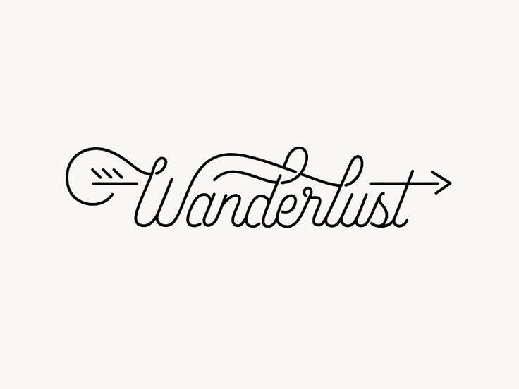 the word wanderlust written in cursive writing with an arrow pointing to it