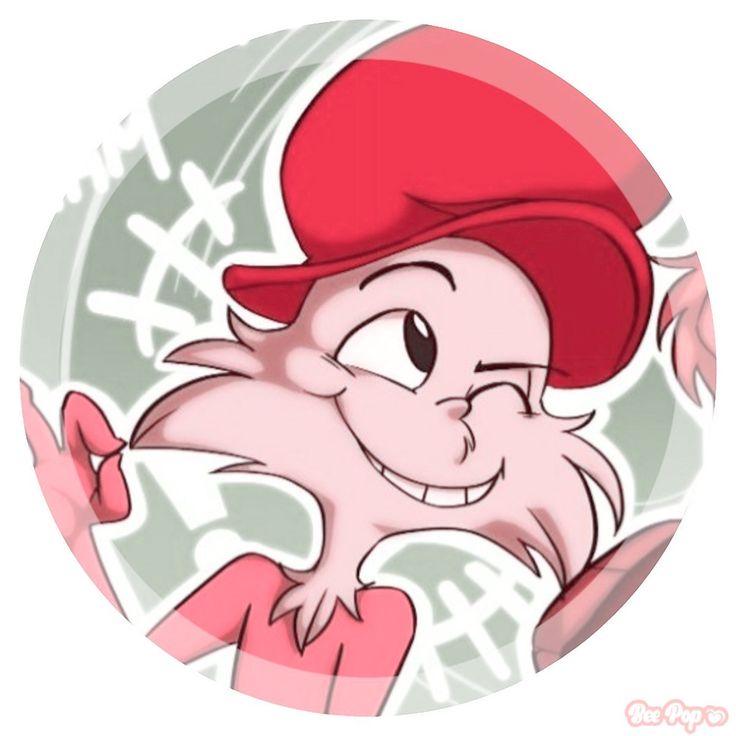 a cartoon character wearing a red hat