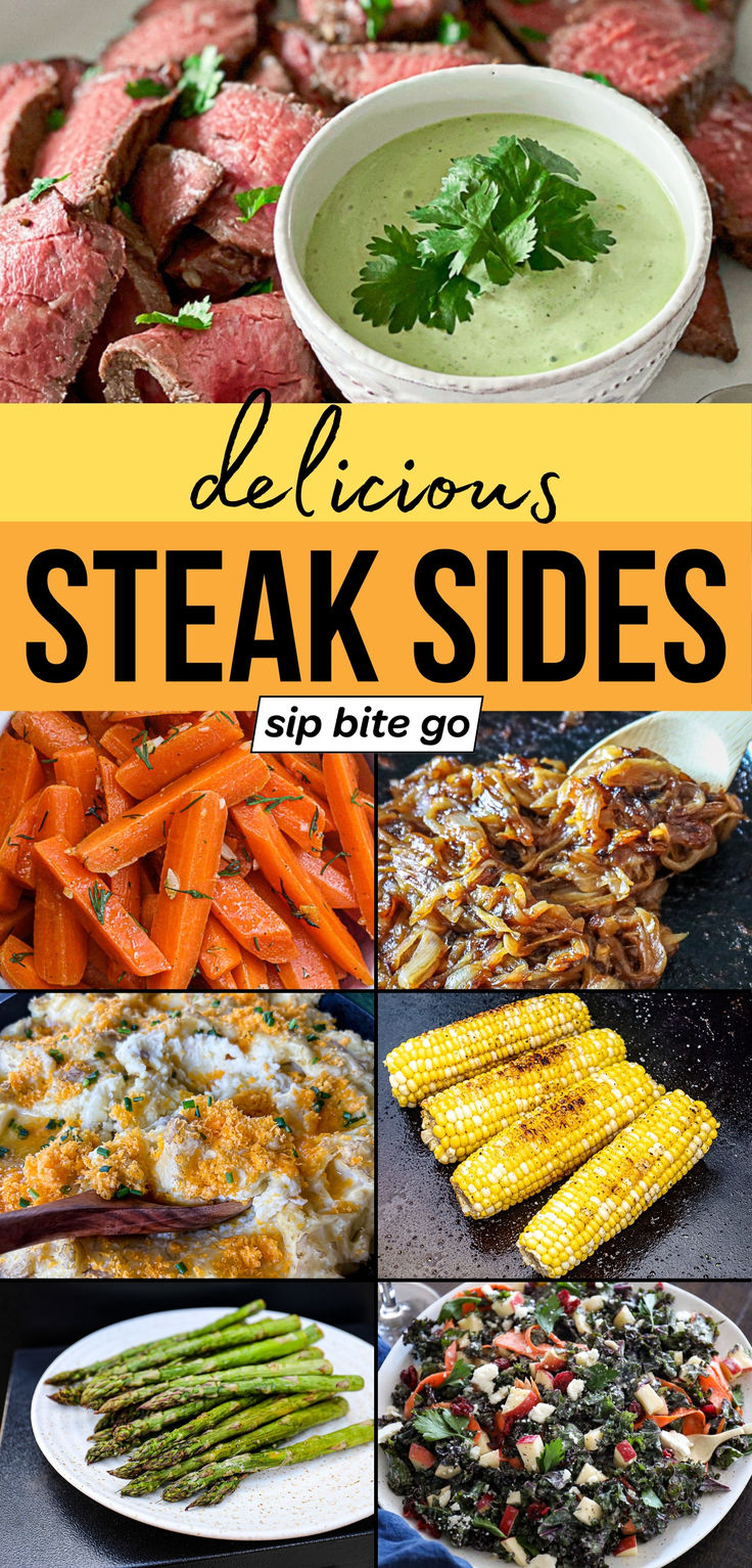 tri tip side dish recipes with text overlay and Sip Bite Go logo Best Sides For Tri Tip, Side Dish For Tri Tip Dinner, Sides To Go With Tri Tip, Tri Tip Meals Sides, What To Serve With Steak Dinners, Side Dishes For Tri Tip, What To Serve With Tri Tip, Tritip Dinner Ideas, Sides With Tri Tip