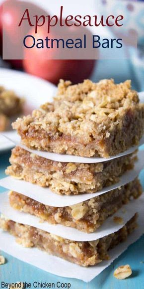 applesauce oatmeal bars stacked on top of each other