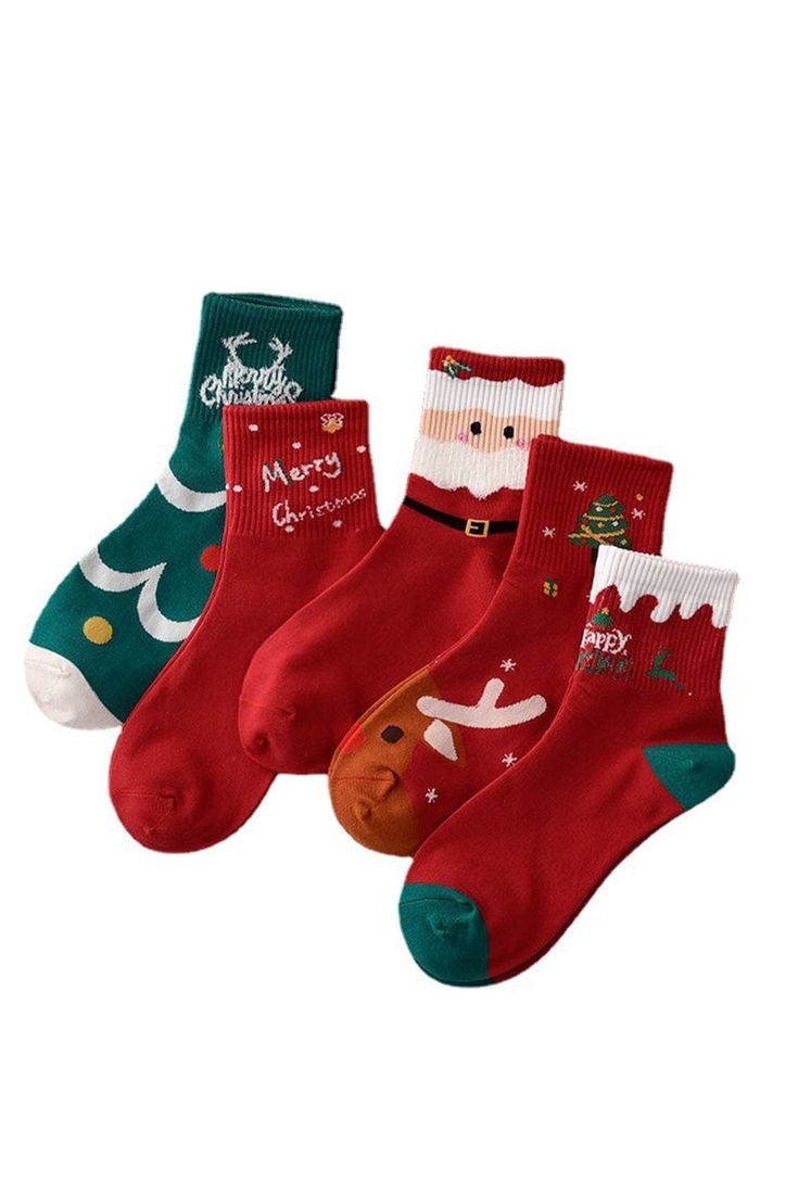 Step up your sock game this holiday season with these 5Pcs Christmas Cartoon Print Socks. These festive and quirky socks will add a touch of playfulness to any outfit. With their fun prints, they are sure to make you stand out from the crowd. Perfect for spreading holiday cheer! Model Info: Models are 5'7", Size 2, wearing smalls Material: 100% Polyester Holiday Socks, Christmas Gifts For Couples, Comfortable Socks, Stocking Holders, Warm Socks, Christmas Vibes, Christmas Cartoons, Christmas Couple, Novelty Socks