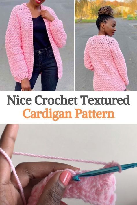 the crochet textured cardigan pattern is easy to make