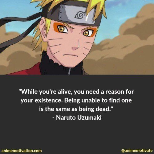 naruto saying about being dead while he is in the middle of an anime