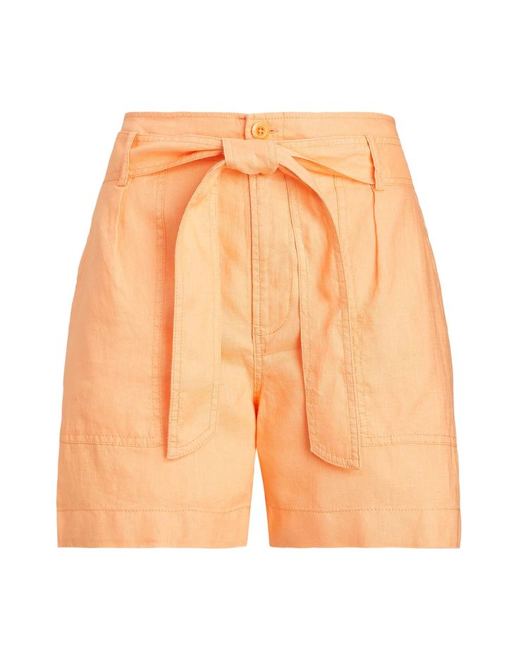 plain weave, belt, solid color, high waisted, belt loops, straight leg, regular fit, 1 button, zipper closure, multipockets , Color: Apricot , Size: 2 Linen Shorts Women, Short Women, Ralph Lauren Shorts, Linen Short, Short Shorts, Lauren Ralph Lauren, Short Pants, Bermuda Shorts, Clothing And Shoes