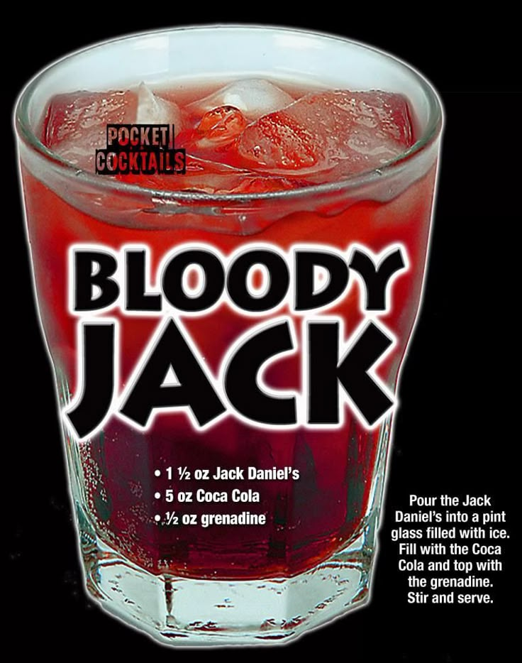 Bloody Jack Party Drink Recipes, Horror Birthday, Pocket Cocktails, Bartender Recipes, Cocktail Halloween, Bartender Drinks Recipes, Disney Dishes, Halloween Party Drinks, Bad Advice