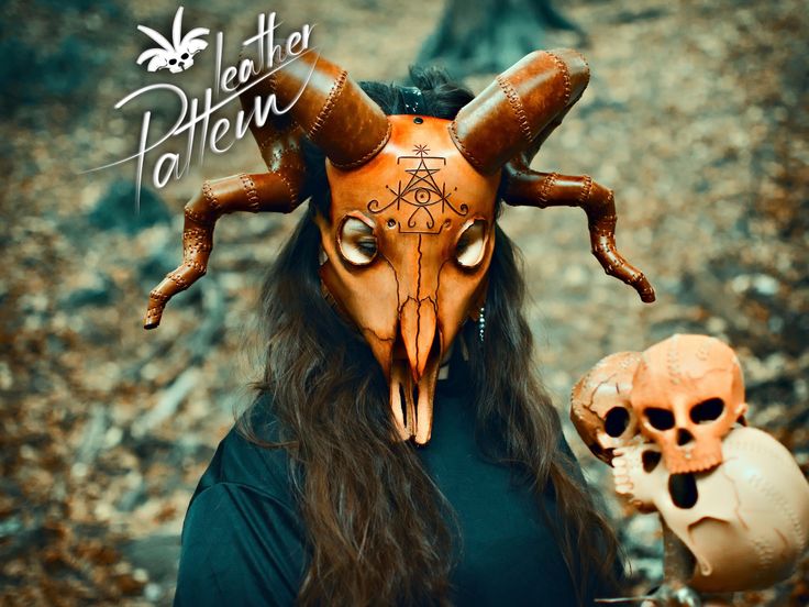 This is a digital PDF pattern to be downloaded, printed and used in creating a scary leather Pagan cult, animal skull like leather mask as shown in the pictures.  Video tutorial https://youtu.be/RHVtCV8qL5E - The pattern comes in all sizes and you need to measure your head circumference ( from your forehead to the back of your head ) when picking the right size. The head ball stud that is used on the straps also provides some adjustment range so you will definitely achieve a reasonable fit. - We Dragon Mask, Goat Skull, Pattern Meaning, Mask Collection, Mask Shapes, Diy Denim, Animal Skull, Leather Mask, Skull Mask