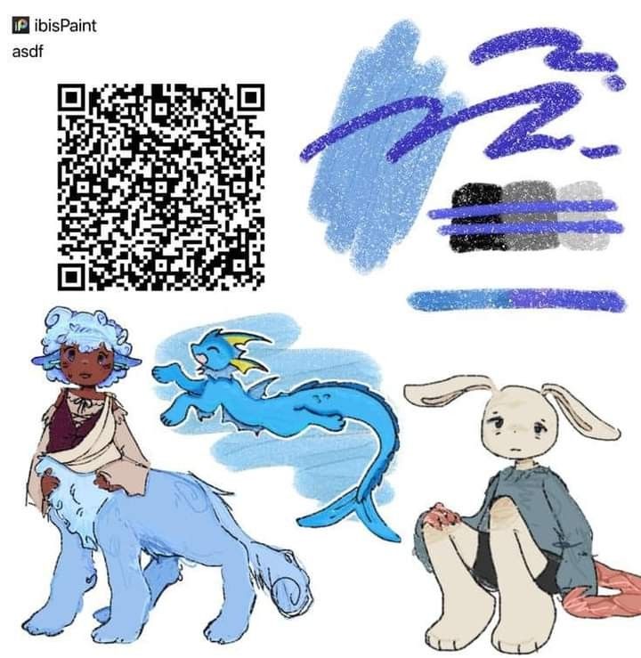 an image of some cartoon characters with qr codes on their backs and tails