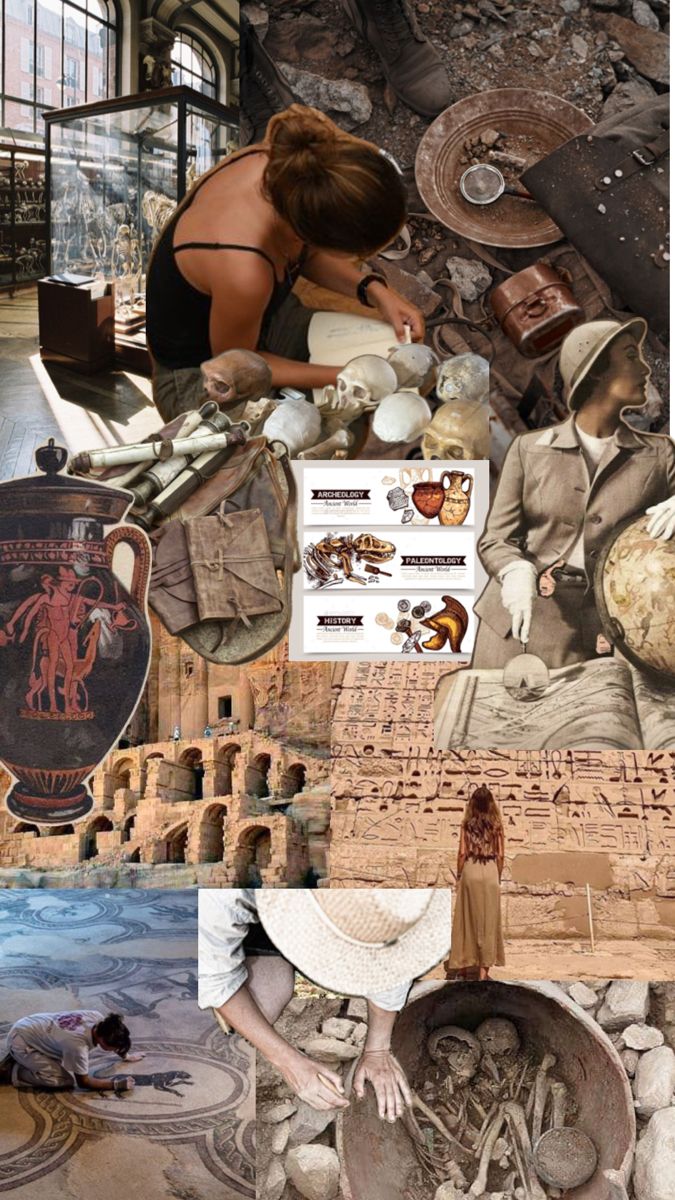 the collage shows people working on pottery and other things that are being made from clay