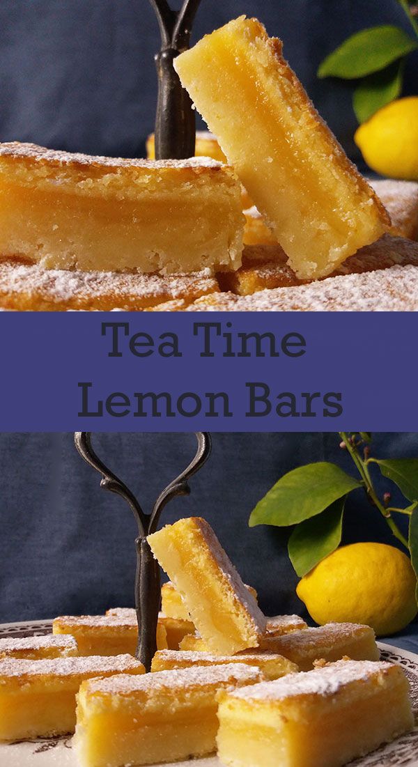 tea time lemon bars with powdered sugar on top