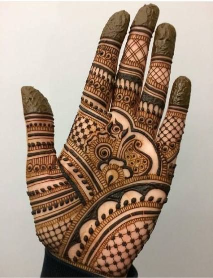 the hand is decorated with intricate designs