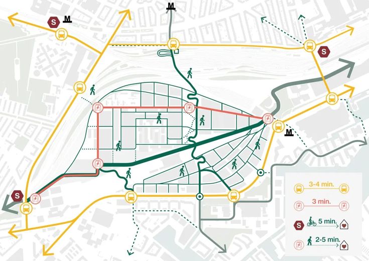 a map showing the location of several different streets