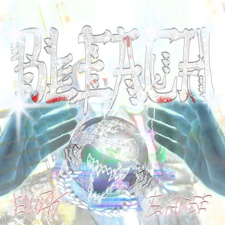 two hands are holding a glass globe in front of the words bleach and truth