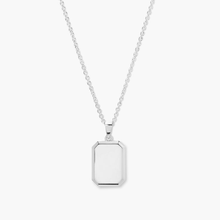 Anchor your latest layered look with our Willow Pendant Necklace. Our rectangular pendant is the perfect canvas for a bold monogram or initials and we love the delicate and timeless cable chain. Available in 14k gold plated or rhodium plated brass Pendant measures 3/4" by 5/8" 18" cable chain with 2" extender Lobster claw closure With engraving this item is FINAL SALE SKU: BYN1170 Classic Necklace With Adjustable Chain And Rectangular Pendant, Classic Necklaces With Adjustable Chain And Rectangular Pendant, Classic White Gold Initial Necklace, Classic Initial Pendant Chain Necklace, Rectangular White Gold Sterling Silver Necklace, White Gold Sterling Silver Rectangular Necklace, Classic Silver Chain Necklace With Initial Pendant, Classic Silver Initial Pendant Chain Necklace, Classic White Initial Necklace