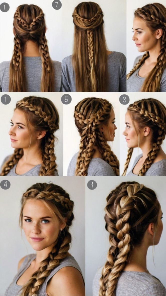 Stylish how to do viking braids hairstyles for Viking Braids Tutorial 💇 Easy Viking Braids, Viking Braids Tutorial, Easy Viking Hair, Viking Braids Hairstyles, Braids Hairstyles Tutorials, Intricate Hairstyles, Curls Braids, Braids Tutorial, Viking Braids